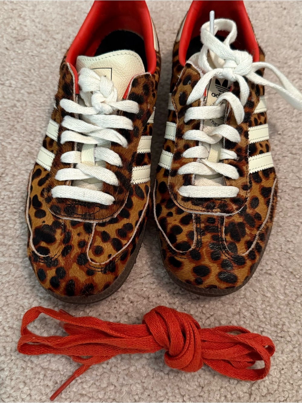 Adidas Samba OG Shoes in Core Black / Preloved Red / Cream White Cheetah Leopard - Picture 9 of 9